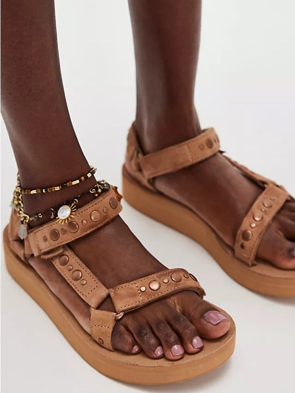 TEVA Tan Studded Midform Platform Sandals